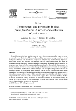 Temperament and personality in dogs