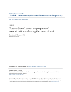 Postwar Sierra Leone : are programs of reconstruction