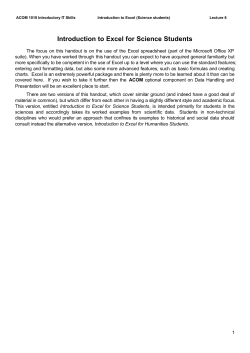 Introduction to Excel for Science Students