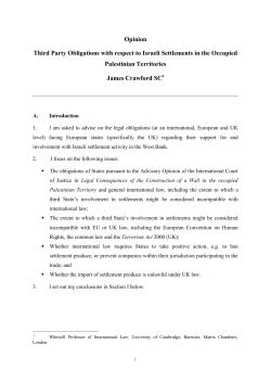 Third Party Obligations with respect to Israeli Settlements in