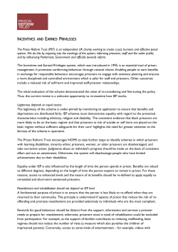 INCENTIVES AND EARNED PRIVILEGES The Prison Reform Trust