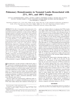 Pulmonary Hemodynamics in Neonatal Lambs Resuscitated with 21