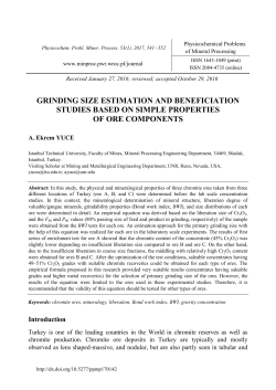 Grinding Size Estimation and Beneficiation Studies Based on