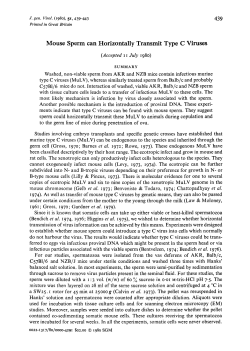 Mouse Sperm can Horizontally Transmit Type C Viruses