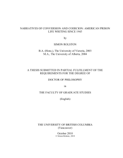 Narratives of Conversion and Coercion: American Prison Life