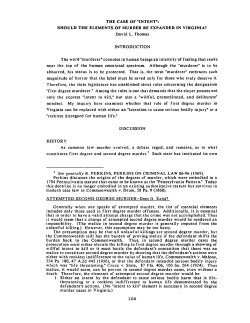 THE CASE OF "INTENT": SHOULD THE ELEMENTS OF MURDER