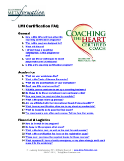 Certification FAQ - Leadership Metaformation