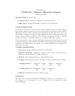 Math 2111 Differential Equations
