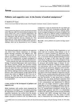 Palliative and supportive care: At the frontier of medical omnipotence*