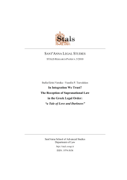 In Integration We Trust? - Sant`Anna Legal Studies | Sant`Anna
