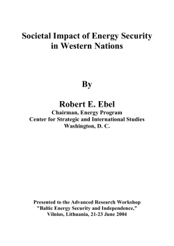 Societal Impact of Energy Security in Western Nations By Robert E