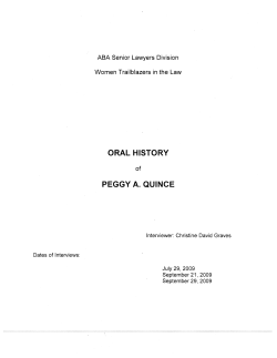 ORAL HISTORY PEGGY A. QUINCE