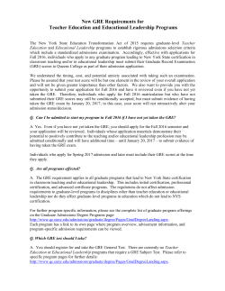 New GRE Requirements for Teacher Education