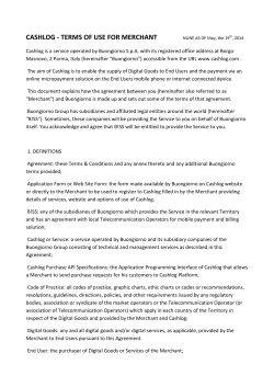 CASHLOG - TERMS OF USE FOR MERCHANT