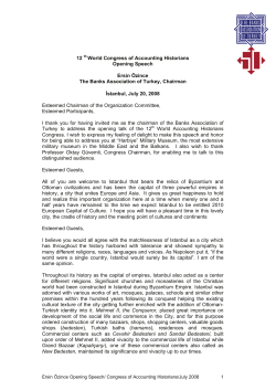 12 th World Congress of Accounting Historians Opening Speech