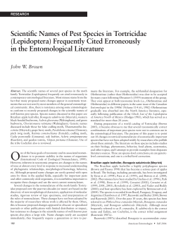 Scientific Names of Pest Species in Tortricidae