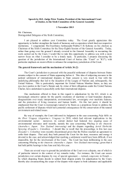 Speech by HE Judge Peter Tomka, President of the