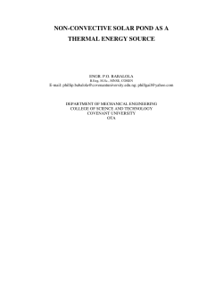 NON-CONVECTIVE SOLAR POND AS A THERMAL ENERGY
