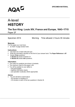 A-level History Specimen question paper Paper 2F