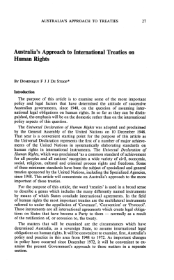 Australia`s Approach to International Treaties on Human
