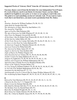 Suggested List of Independent Novels