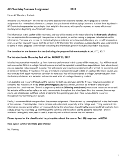 AP Chemistry Summer Assignment