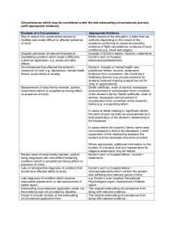 Circumstances which may be considered under the late extenuating