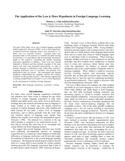 The Application of the Less is More Hypothesis in Foreign Language
