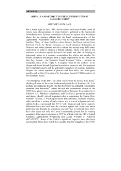 ARTICLES RITUALS AND SECRECY IN THE SOUTHERN TENANT
