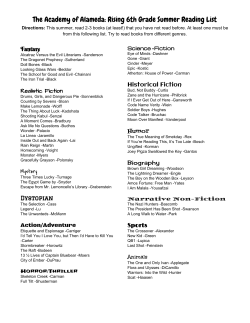 The Academy of Alameda: Rising 6th Grade Summer Reading List