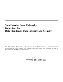 Sam Houston State University Guidelines for Data Standards, Data