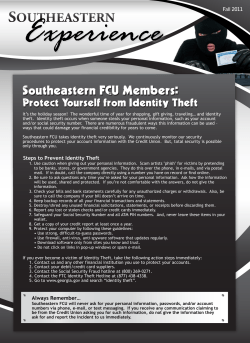 Fall 2011 Steps to Prevent Identity Theft Always Remember&hellip;