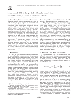 Mean annual GPP of Europe derived from its water balance