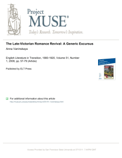 The Late-Victorian Romance Revival: A Generic Excursus
