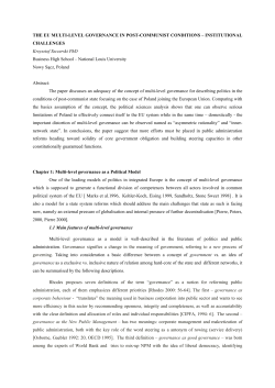 The EU Multi-Level Governance in Post