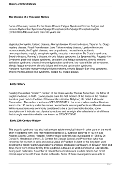 History Of CFS/CFIDS/ME - Mansfieldmegroup.org.uk