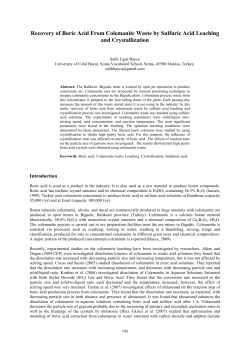 Recovery of Boric Acid From Colemanite Waste by Sulfuric Acid