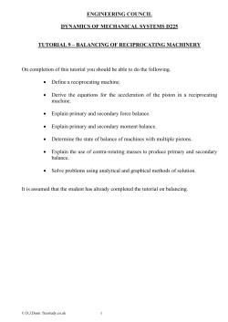 balancing of reciprocating machines