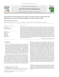 Agricultural Water Management The danger of naturalizing water