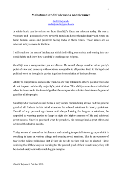 Mahatma Gandhi`s lessons on tolerance