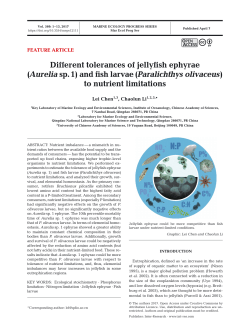Different tolerances of jellyfish ephyrae (Aurelia sp. 1) and fish