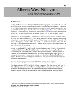 Alberta West Nile virus: wild bird surveillance 2006