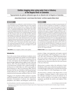 Emitter clogging when using water from a tributary of the Bogota