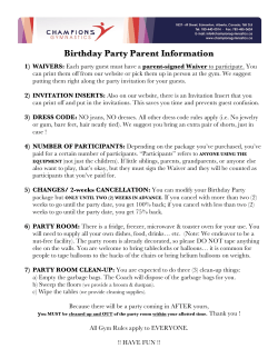 Birthday Party Parent Information