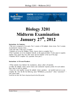 Biology 3201 &ndash; Midterm 2012