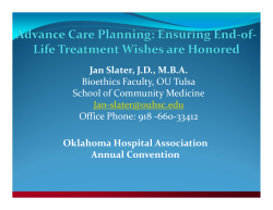 Jan Slater, JD, MBA - Oklahoma Hospital Association