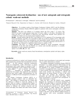 Neurogenic colorectal dysfunction &plusmn; use of new antegrade