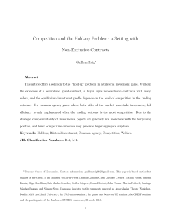 Competition and the Hold-up Problem: a Setting with Non