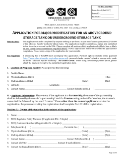 For Authority Use Only - Edwards Aquifer Authority