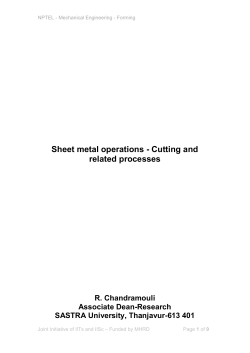 Sheet metal operations - Cutting and related processes